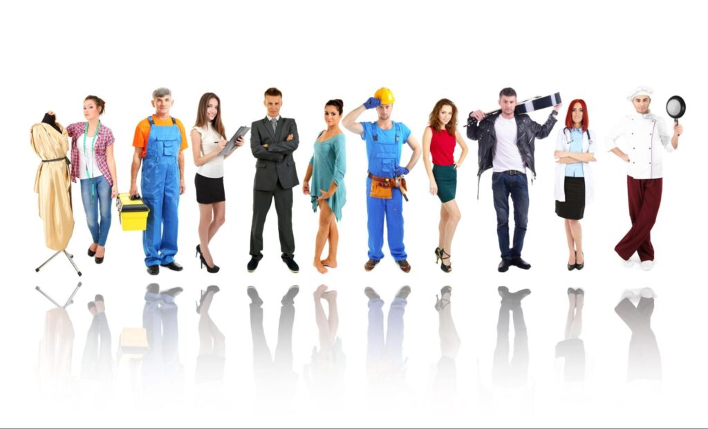 Vários exemplos de profissionais terceirizados.