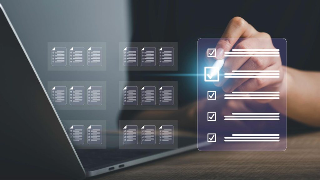 Uma imagem com vários itens listados e com sinal de ok.